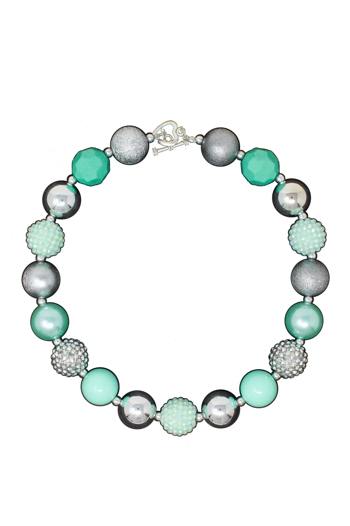 Mint & Silver Rhinestone Bubblegum Necklace