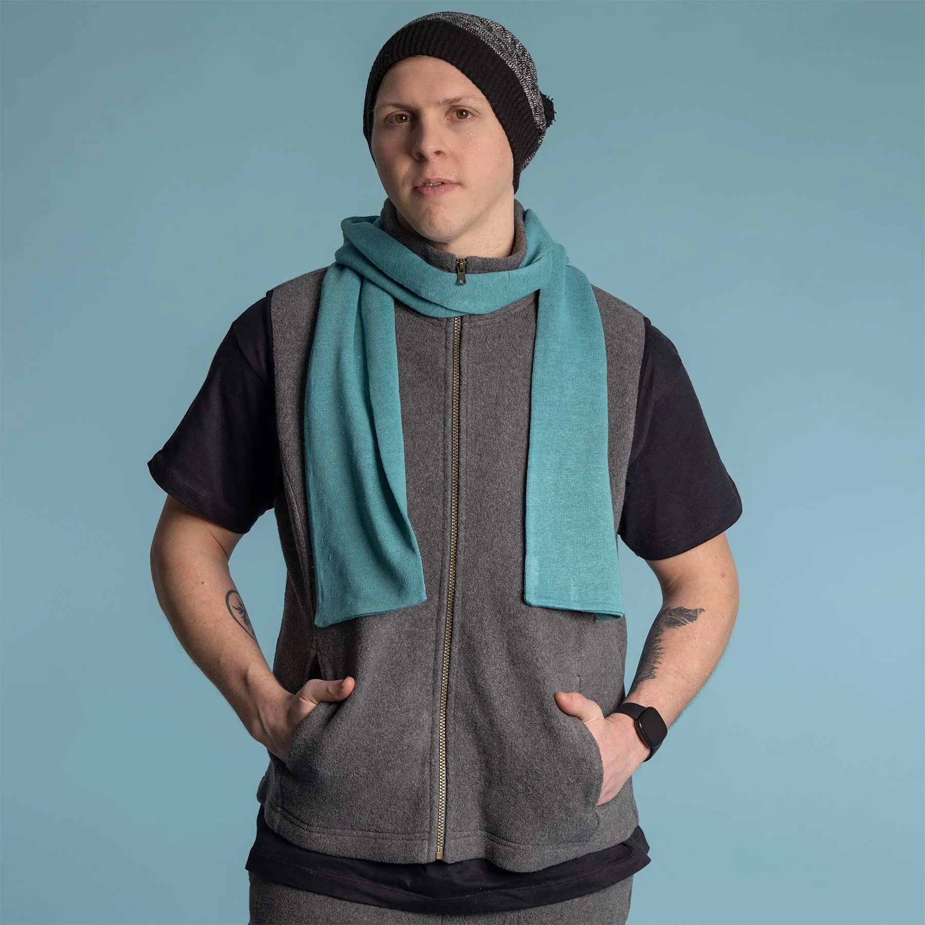 NOTTINGHAM 100% Organic Hemp Knit Scarf (Double Layer) (Unisex) (77" x 7")