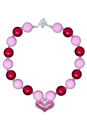 Pink & Red Heart Bubblegum Necklace