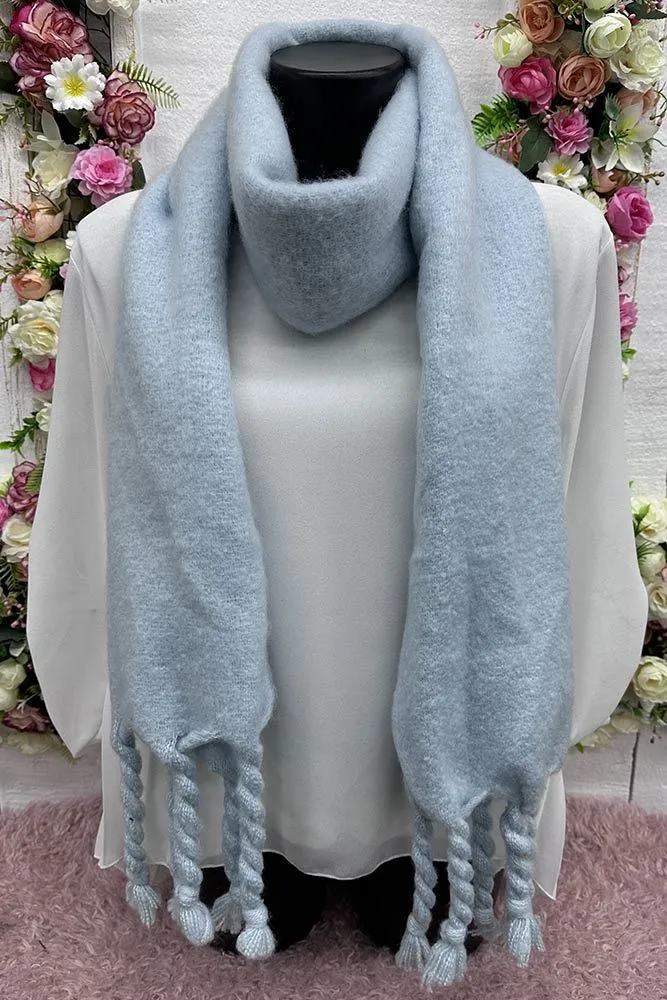 Plain Soft Braids Tassel Scarves