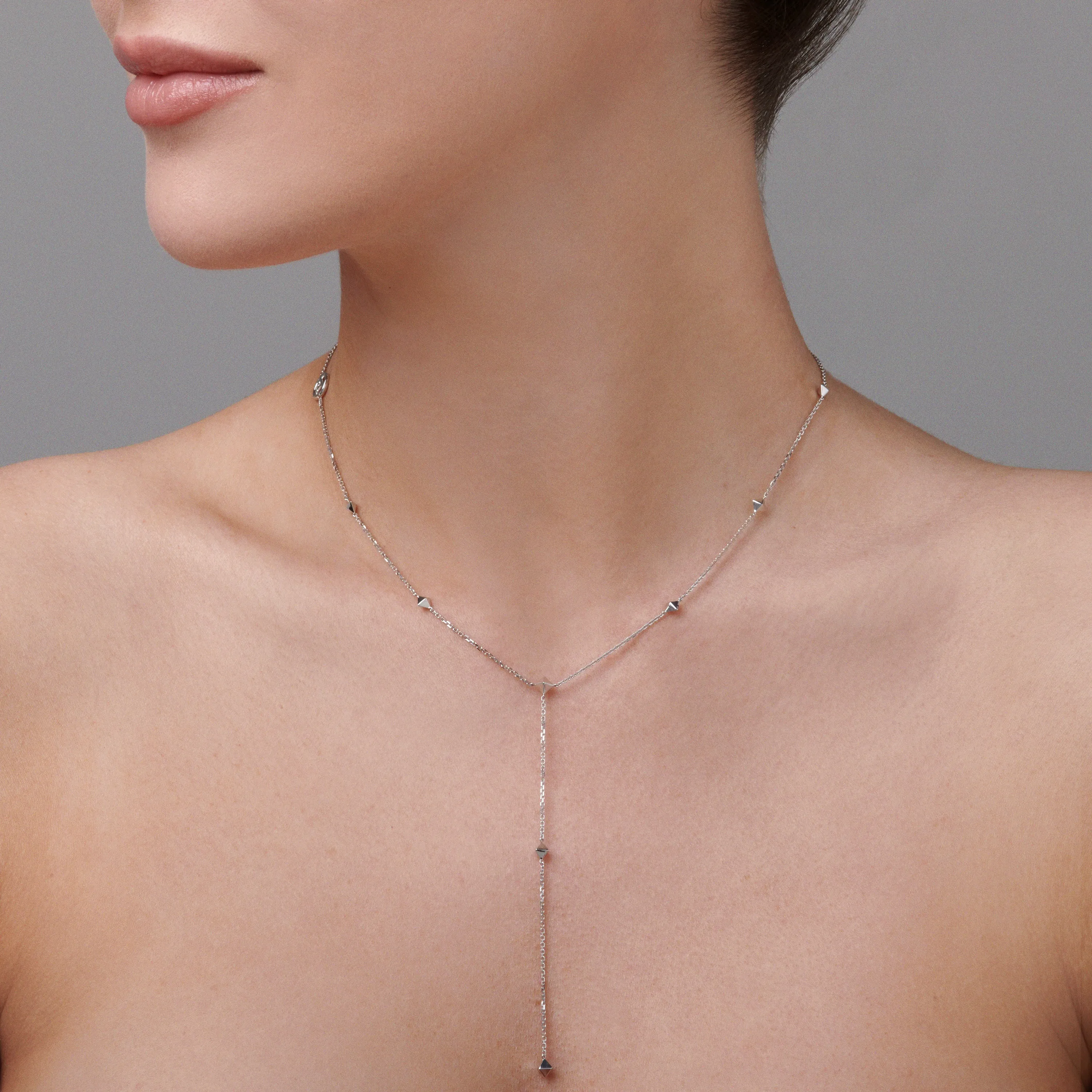 R.08® Lariat Necklace | White Gold