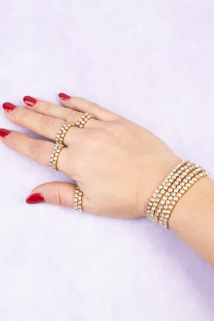 SALE! Crystal Avenue Goldtone Rhinestone Stretch Ring and Bracelet Set