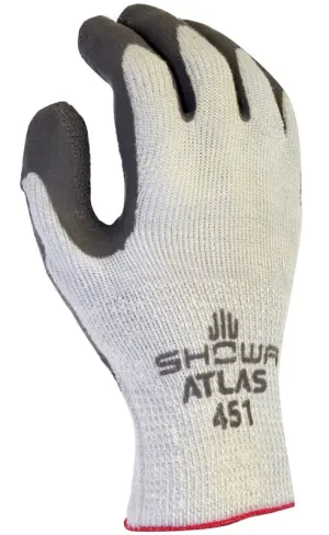 Showa 451-S Gloves, Unisex, S, 9.84 in L, Elastic Cuff, Gray/Light Gray :PR: QUANTITY: 1