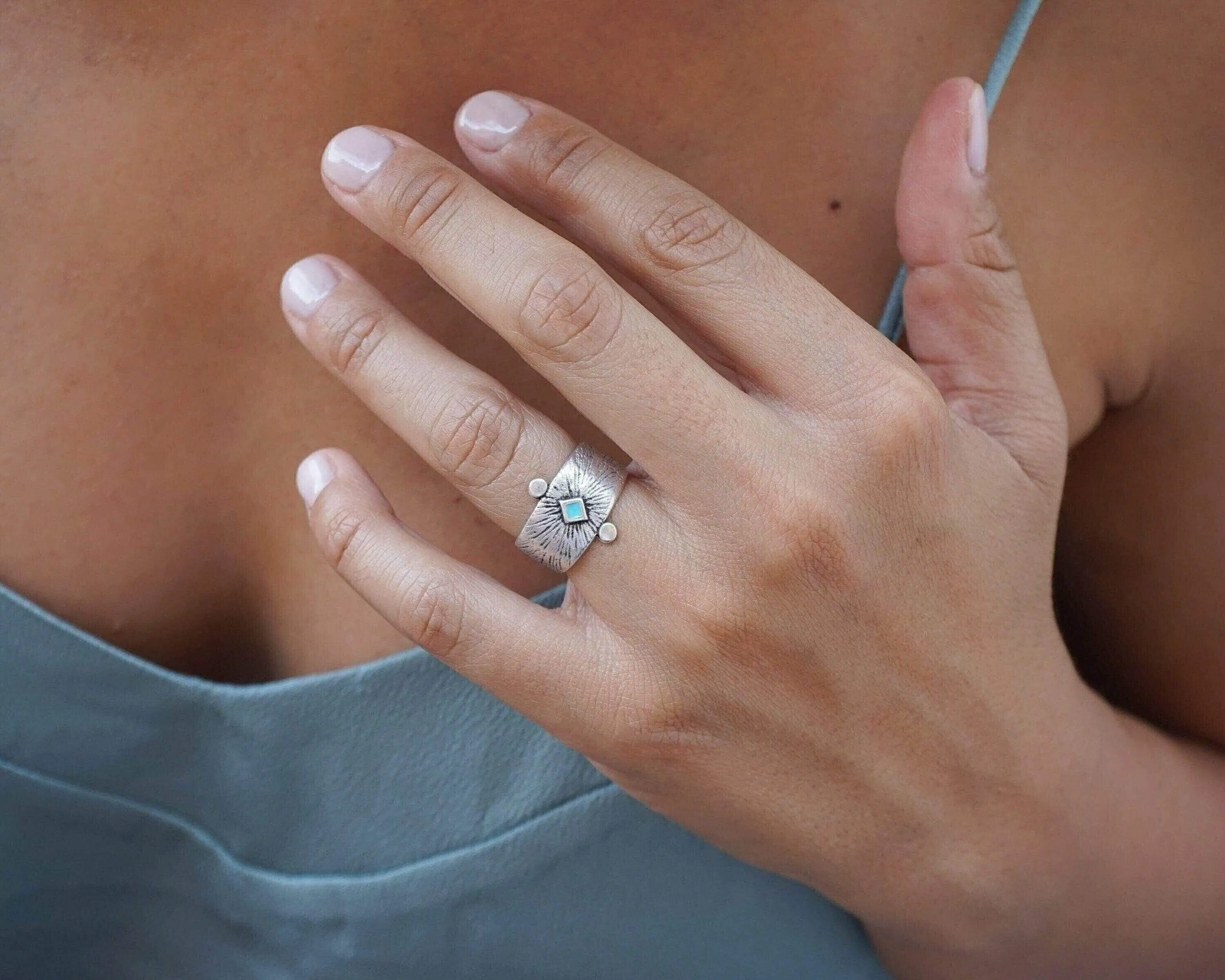 Silver Ethnic Rhombus Ring