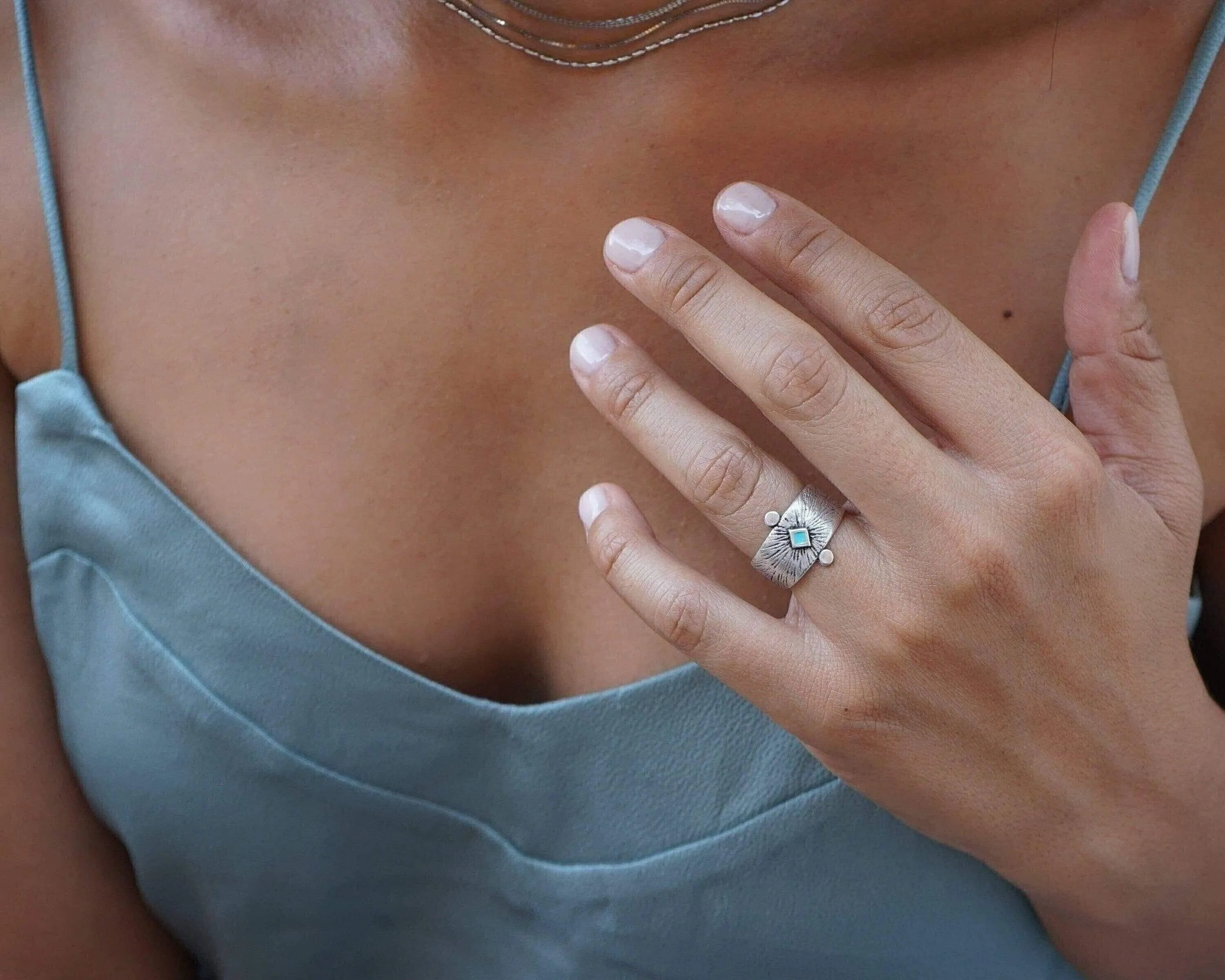 Silver Ethnic Rhombus Ring