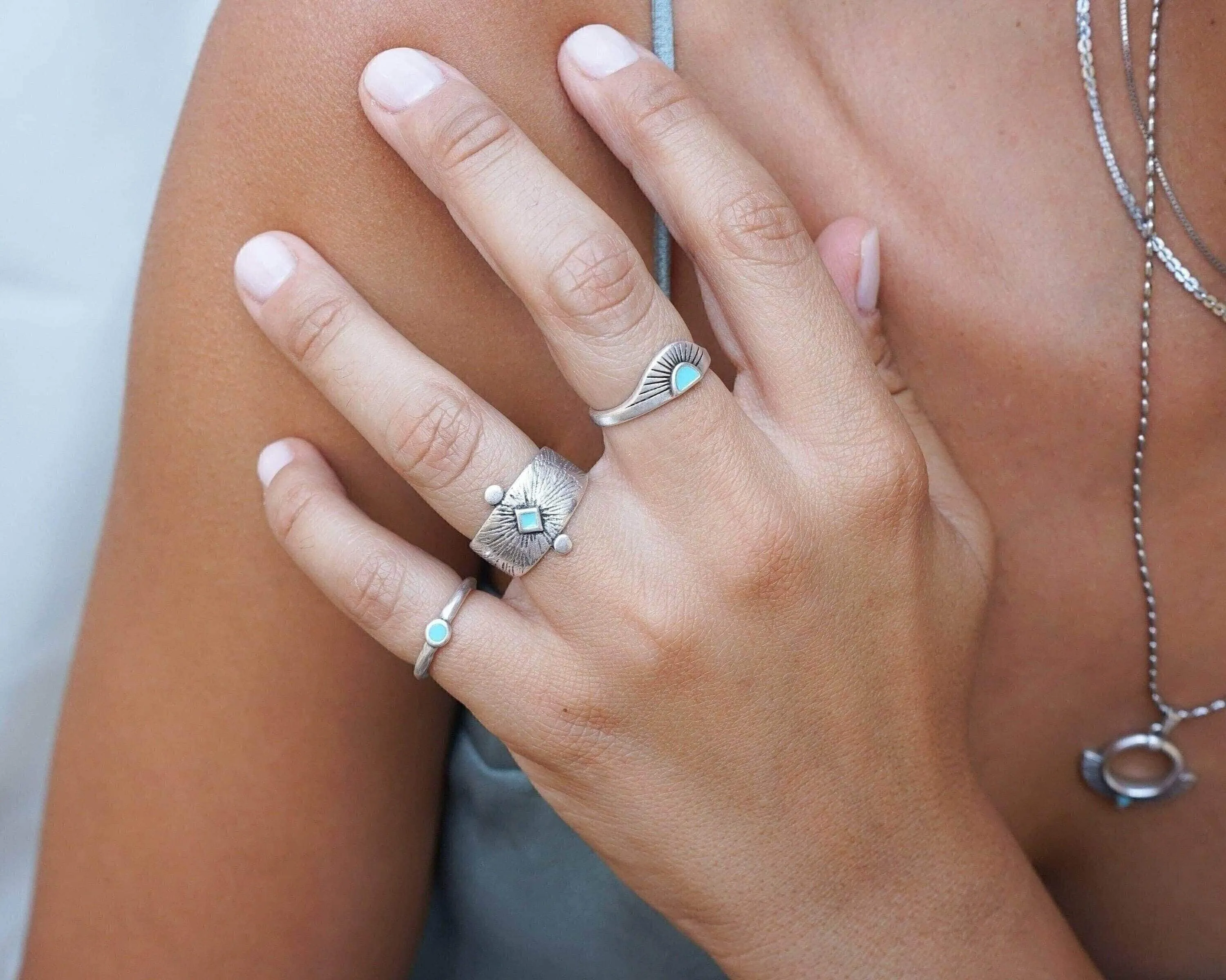 Silver Ethnic Rhombus Ring