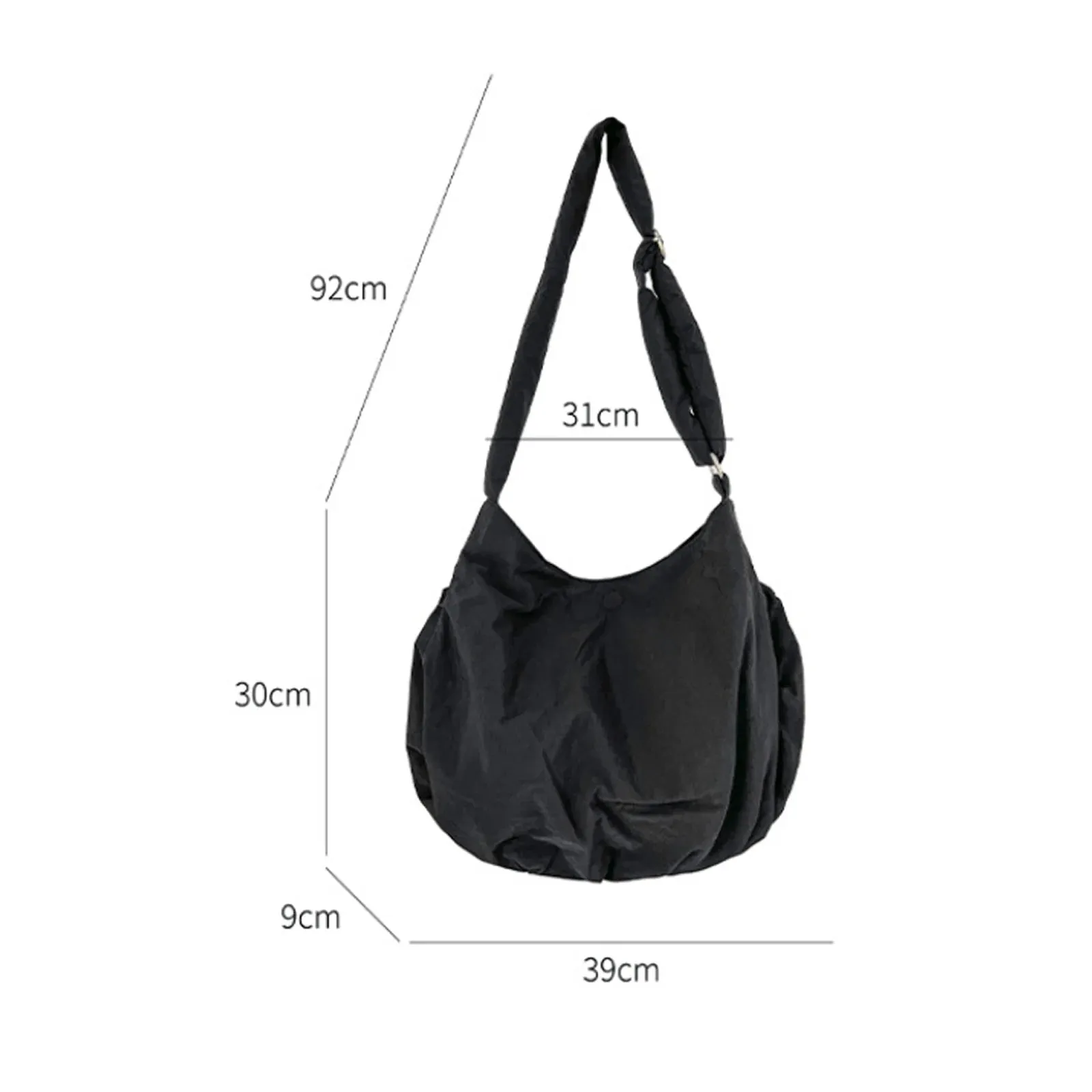 Sohiwoo College Students Pleated Bag Casual Niche Korean Nylon Bag Large Capacity Female Crossbody Shoulder Bag