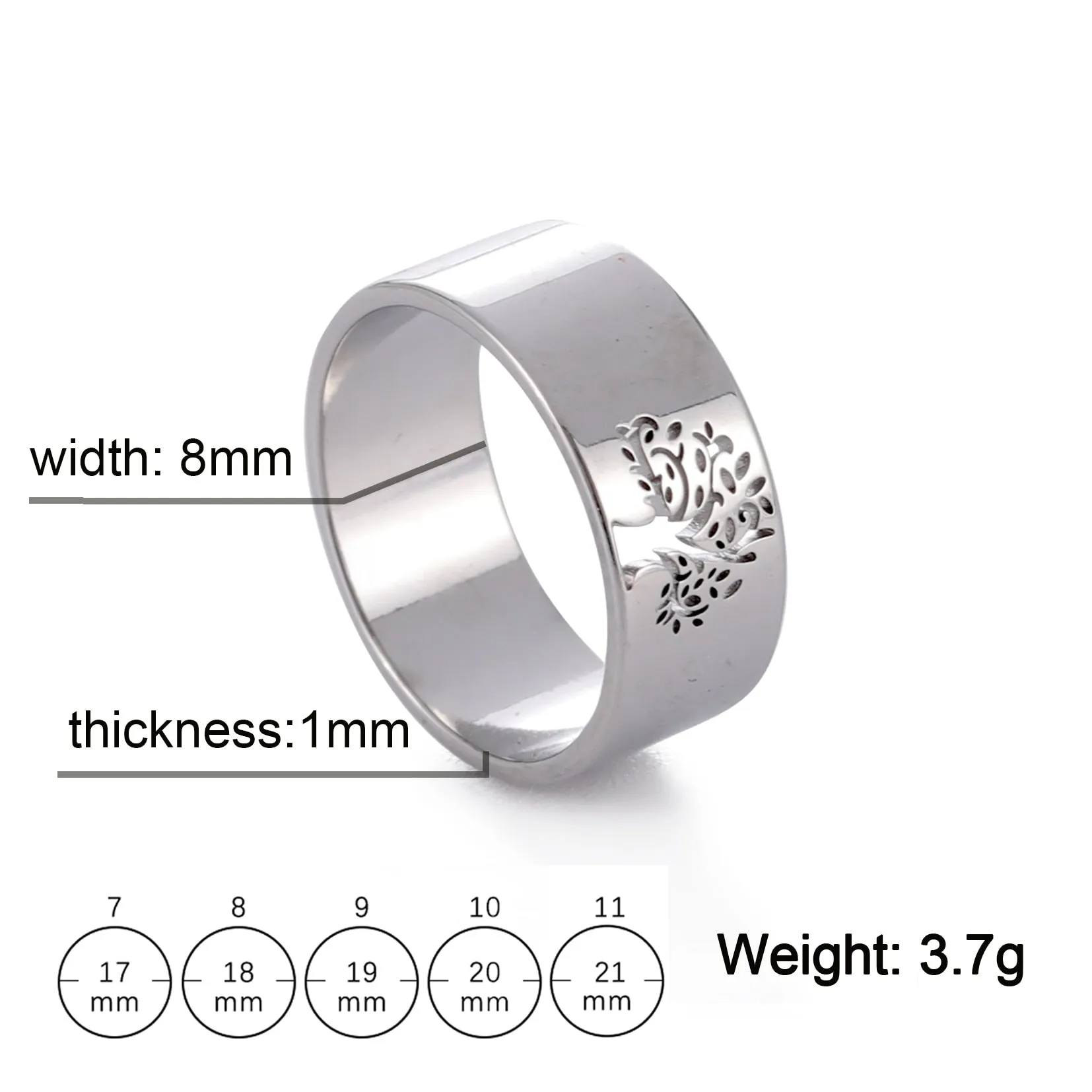 Stainless Steel Viking Tree of Life Finger Rings