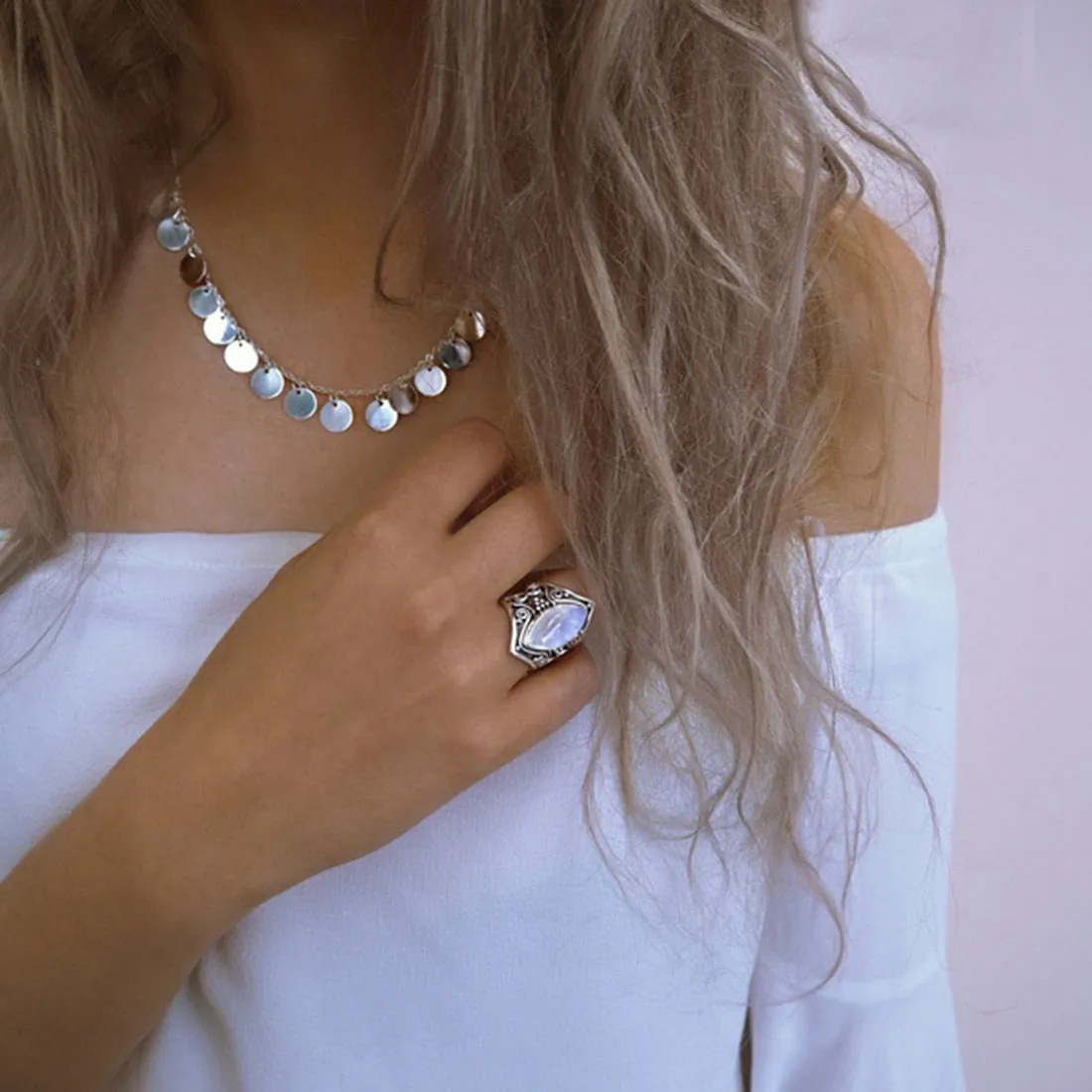 Vintage Silver Large Stone Ring