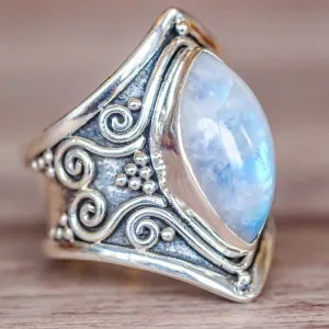 Vintage Silver Large Stone Ring