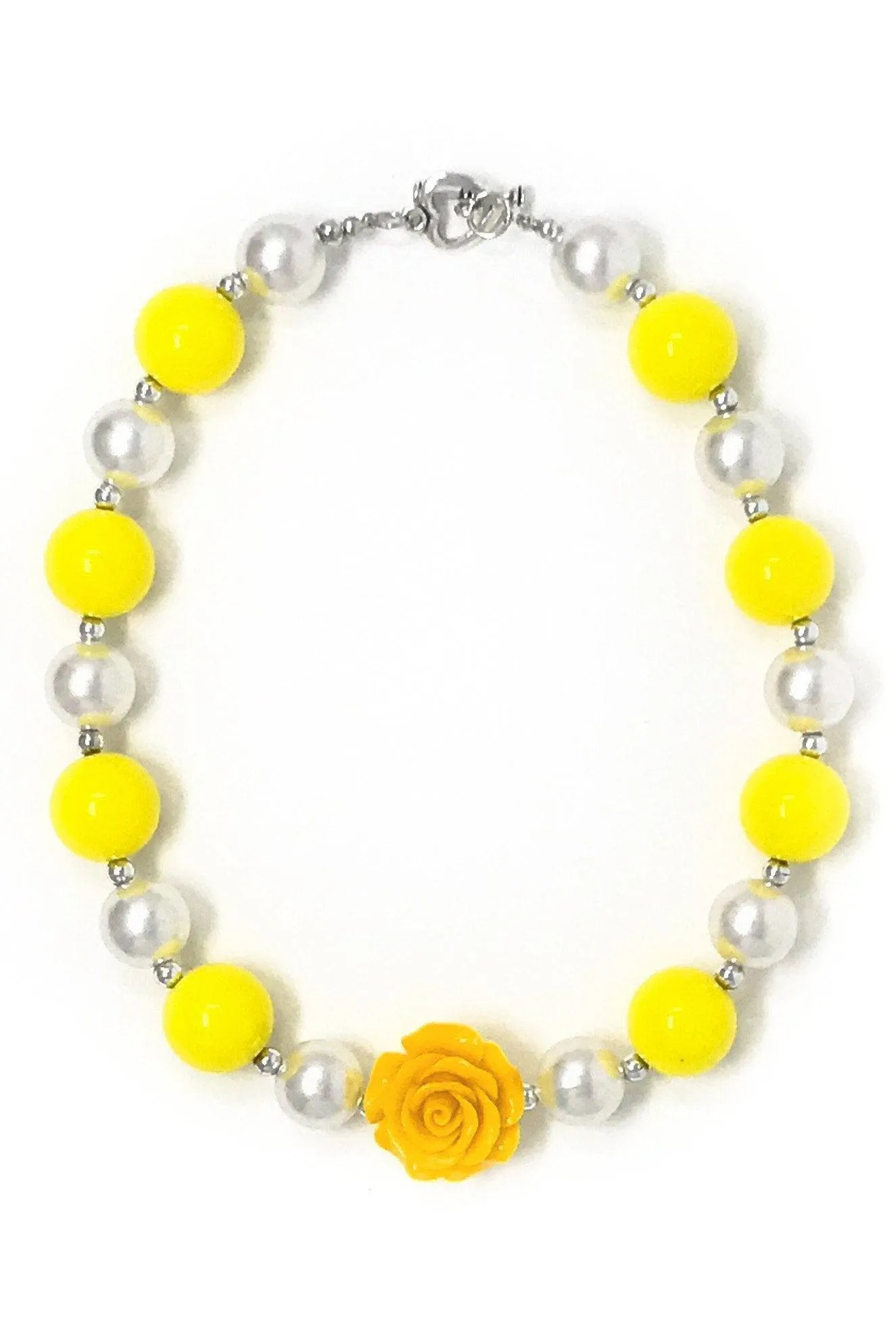 Yellow Pearl Rose Bubblegum Necklace